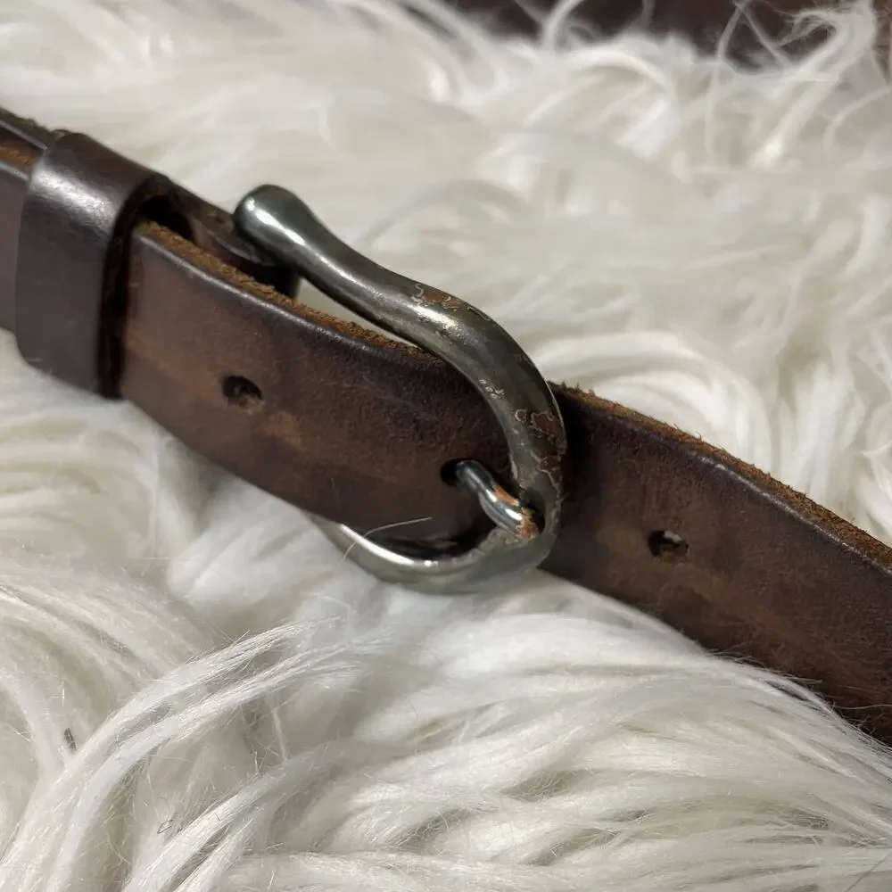 Vintage brown leather belt minimalist boho coastal cowgirl